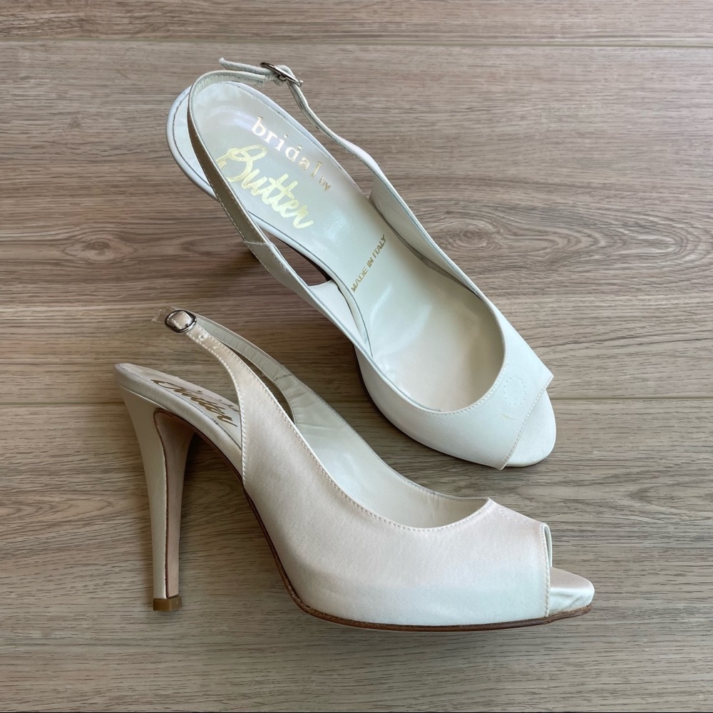 Bridal by Butter sling-back peep-toe pumps, size 7, please read description!